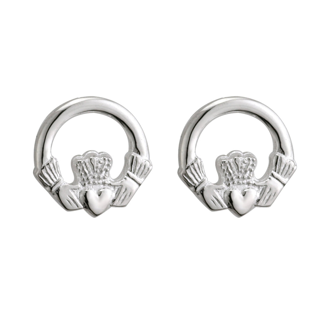 Sterling Silver Small Claddagh Stud Earrings
