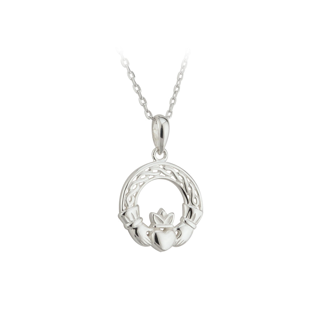 Sterling Silver Celtic Claddagh Pendant