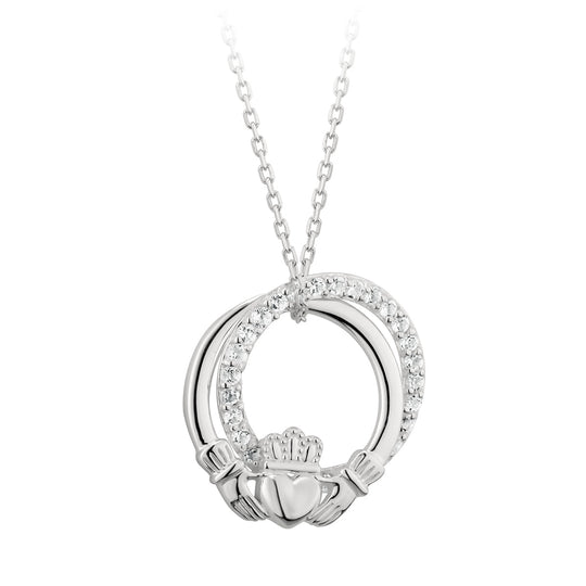 Silver Claddagh Circle Pendant