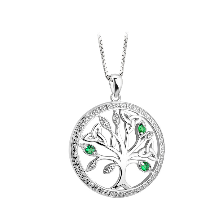 Sterling Silver Crystal Illusion Celtic Tree Of Life Necklace