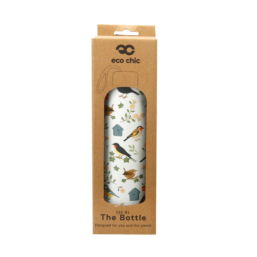 Eco Chic Thermal Bottle Garden Birds White