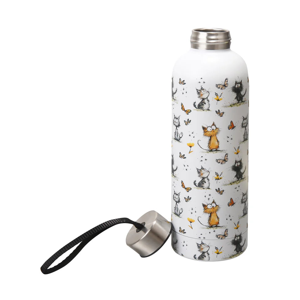 Eco Chic Thermal Bottle Whimsy Cats White
