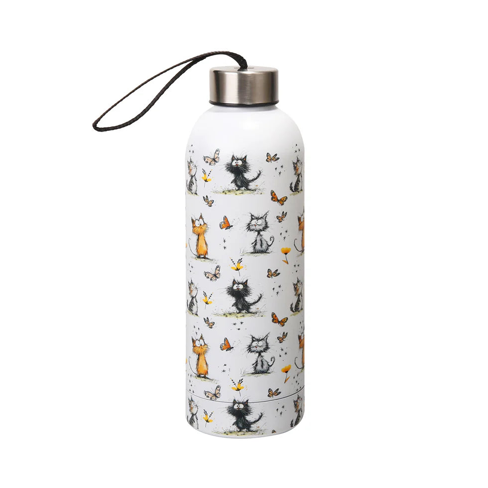 Eco Chic Thermal Bottle Whimsy Cats White