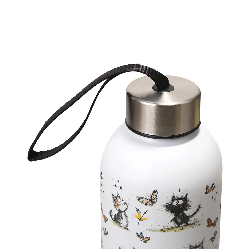 Eco Chic Thermal Bottle Whimsy Cats White