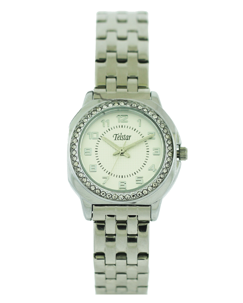 Telstar Ladies Paris Silver Tone Watch White Dial Silver Digits