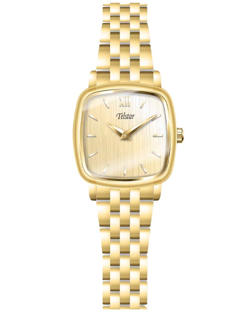Telstar Paris Ladies Gold Tone Watch With Gold Dial