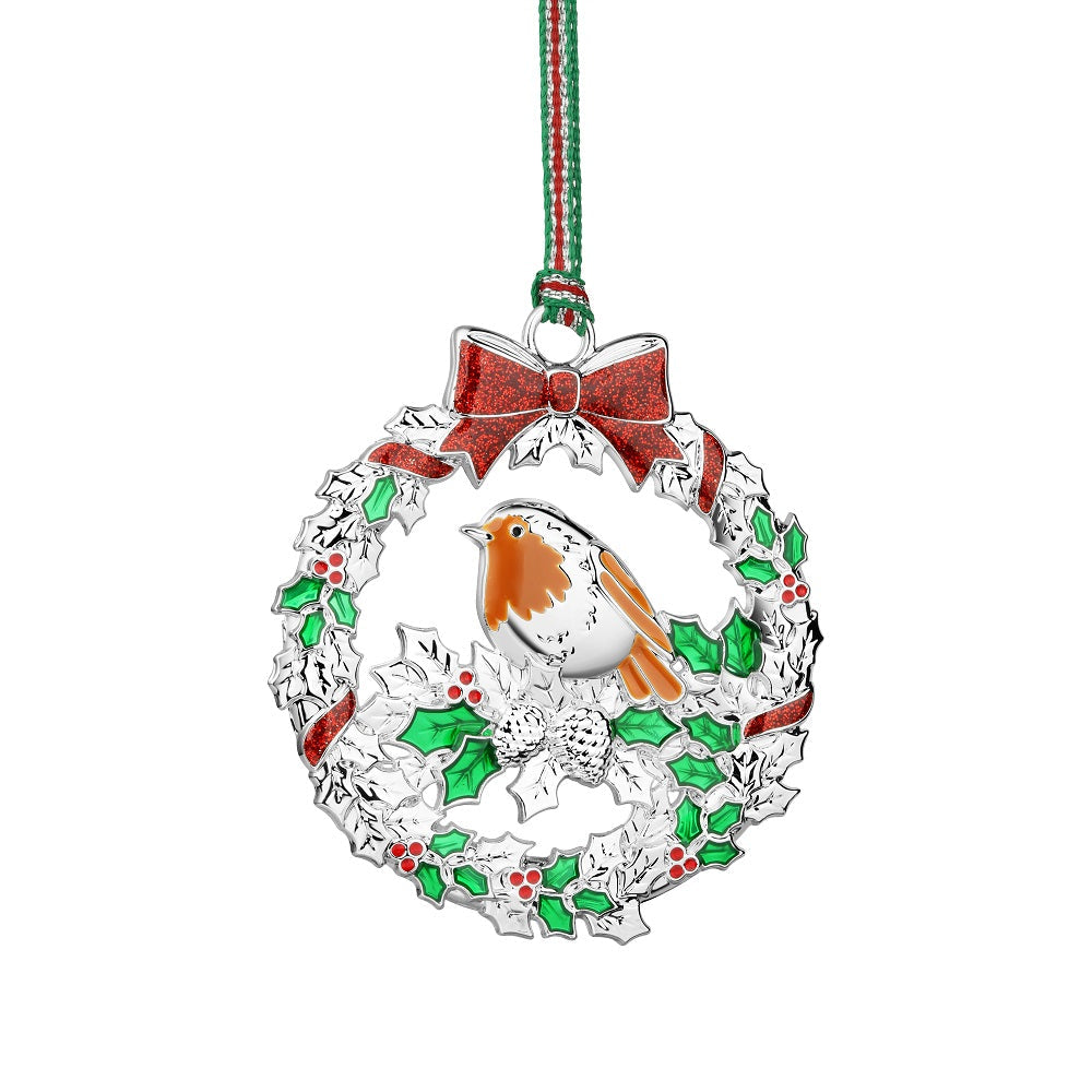 Newbridge Robin with Holly Christmas Tree Decoration