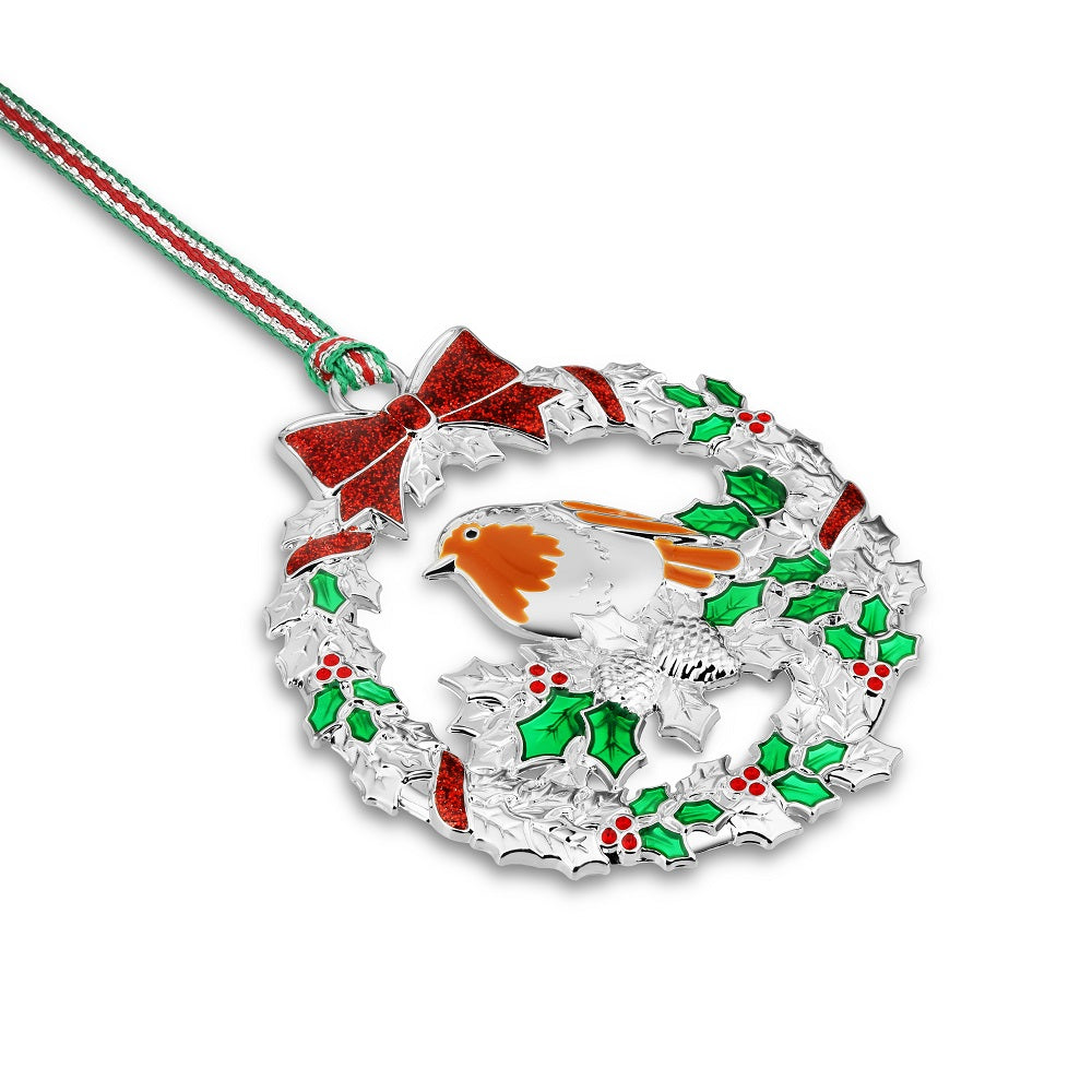 Newbridge Robin with Holly Christmas Tree Decoration