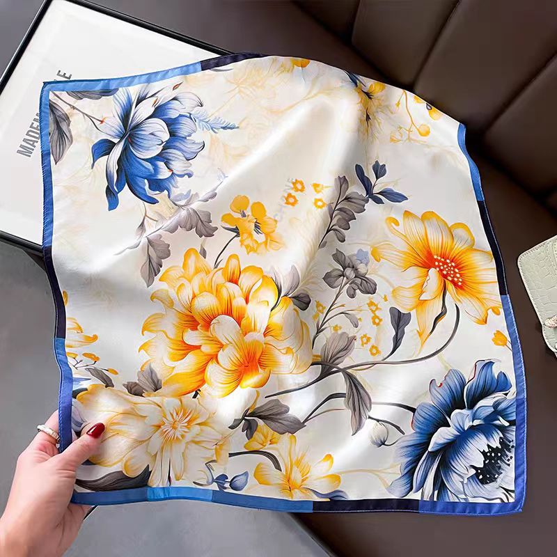 Floral Leaf Multi Coloured Silk Scarf