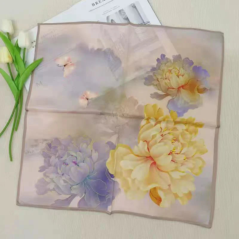 Floral Butterfly Pastal Coloured Silk Scarf