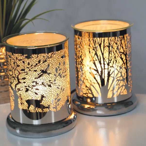 Electric Wax Melter Touch - Silver Silhouette Forest 17cm