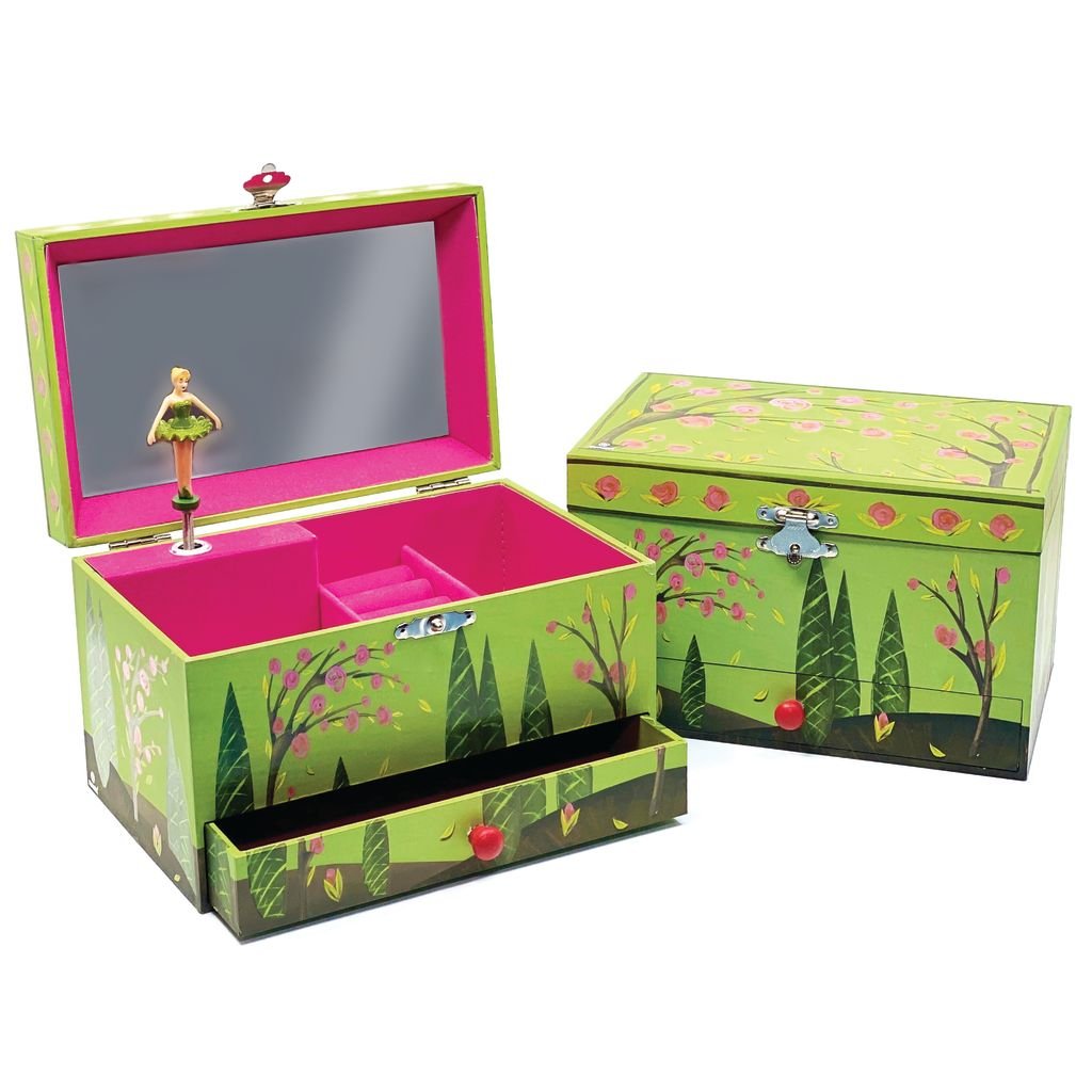 Musical Jewelry Box ‘Ethereal’ with Ring Holder, Drawer & Wide Mirror ‘Seasons’