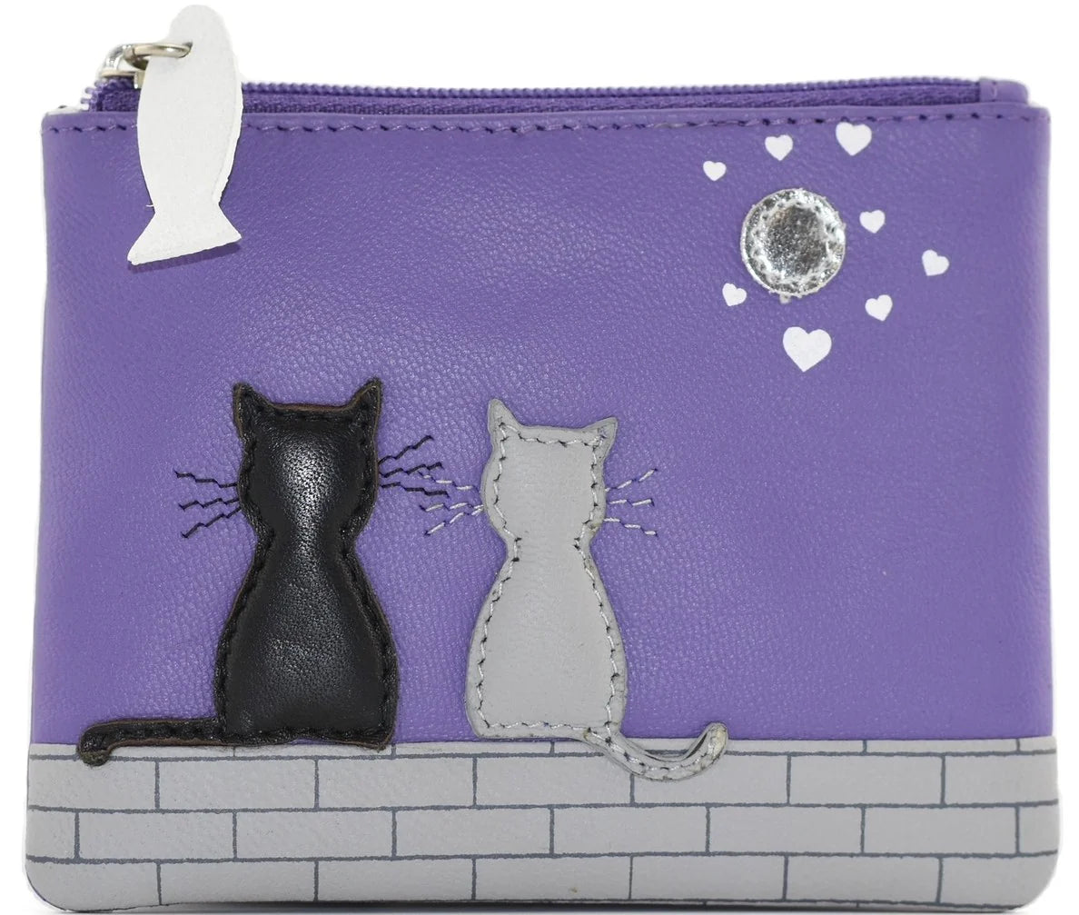 Midnight Purple Cats Coin Purse