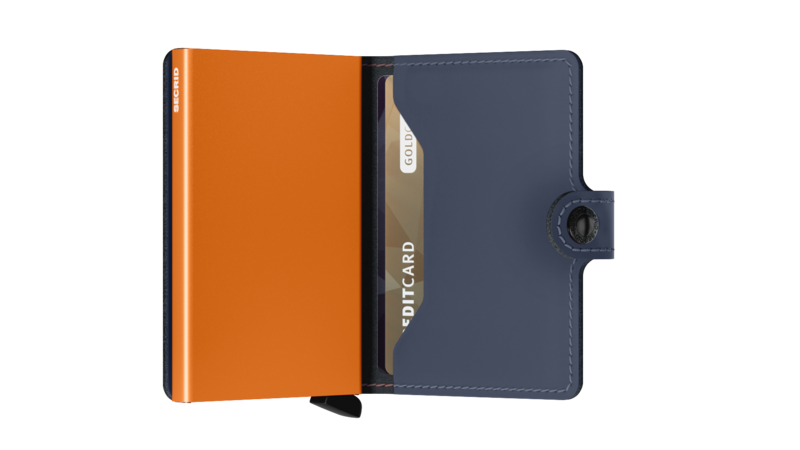 Matte - Miniwallet - Night Blue - Orange - Side