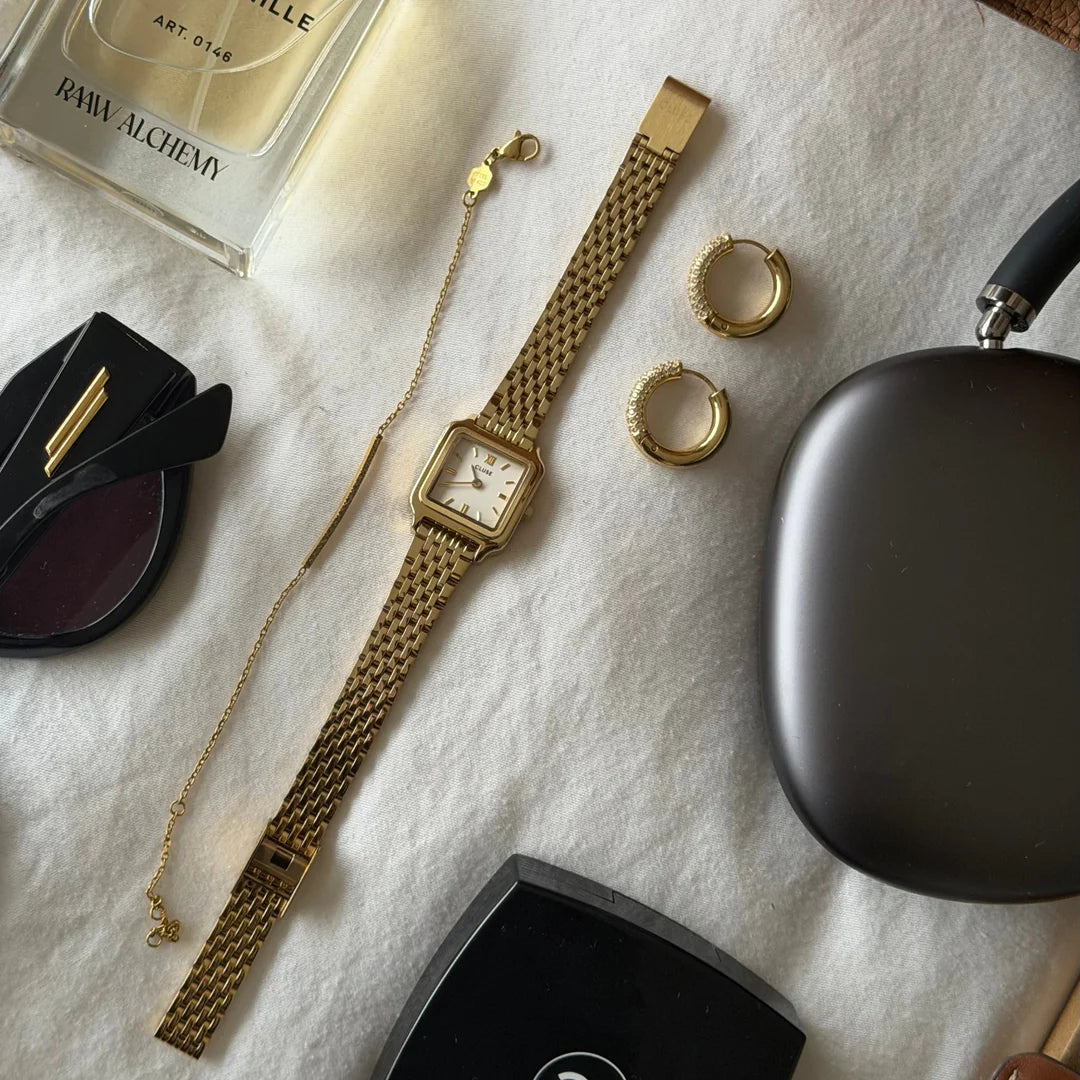 Gracieuse Mini Watch Steel, White, Gold Colour