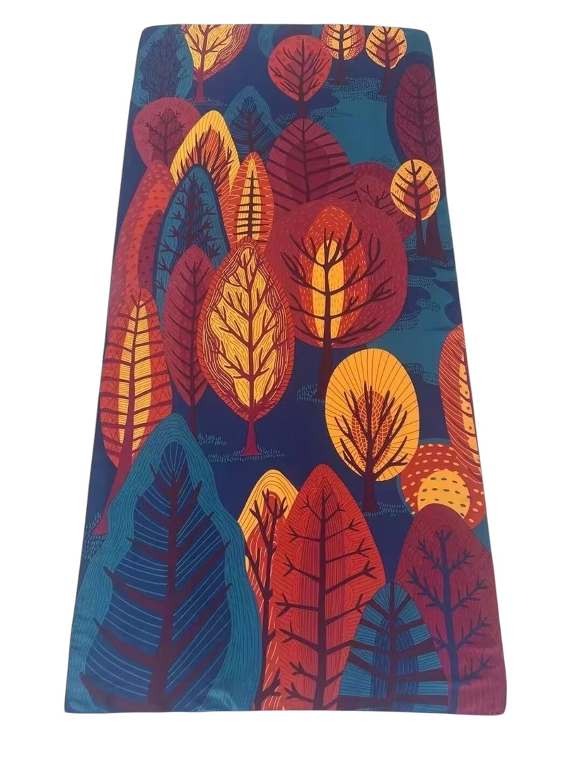 Long Silk-Feel Multi-Coloured Tree Scarf