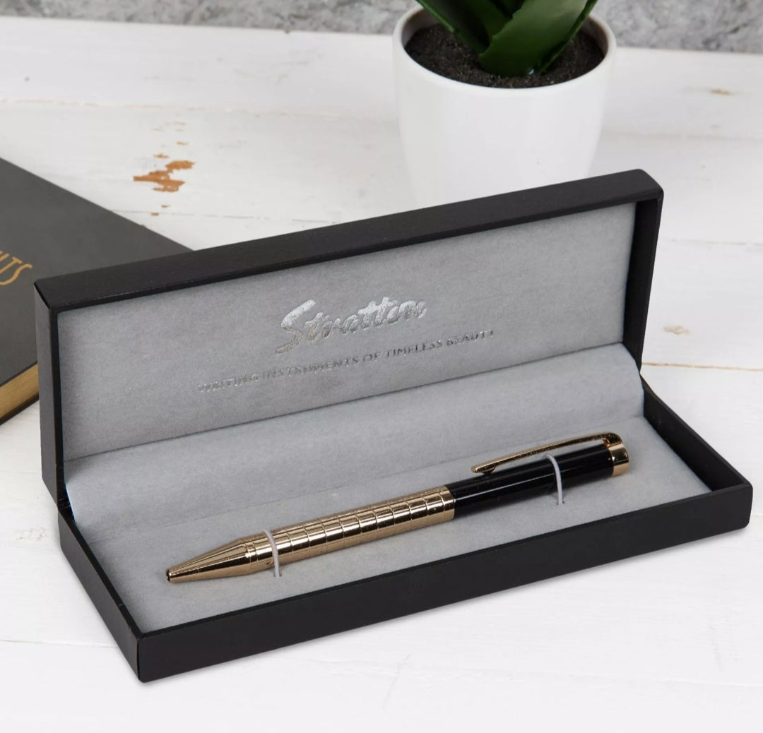 Stratton Ballpoint Pen - Black & Gold