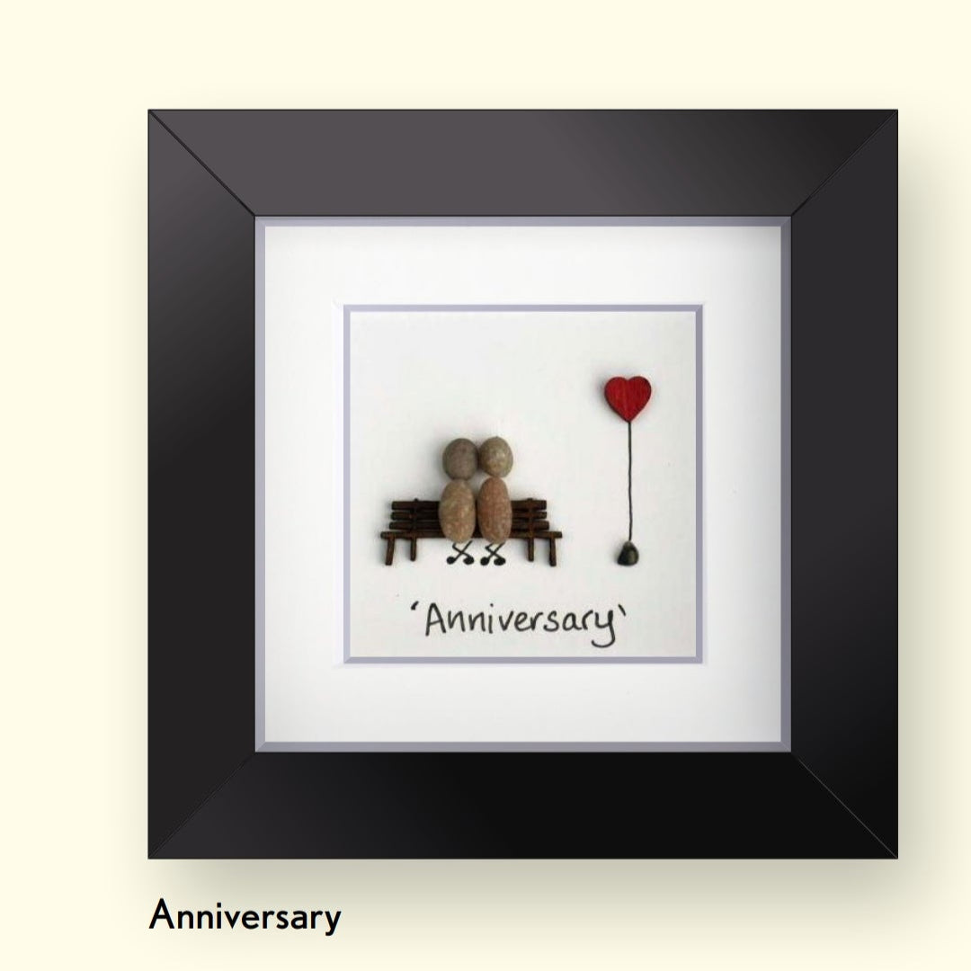 Anniversary Pebble Art 4x4" Black Frame
