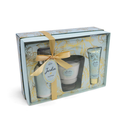Jardin Pear & Freesia Candle and Handcream Tube & Pump Gift Set