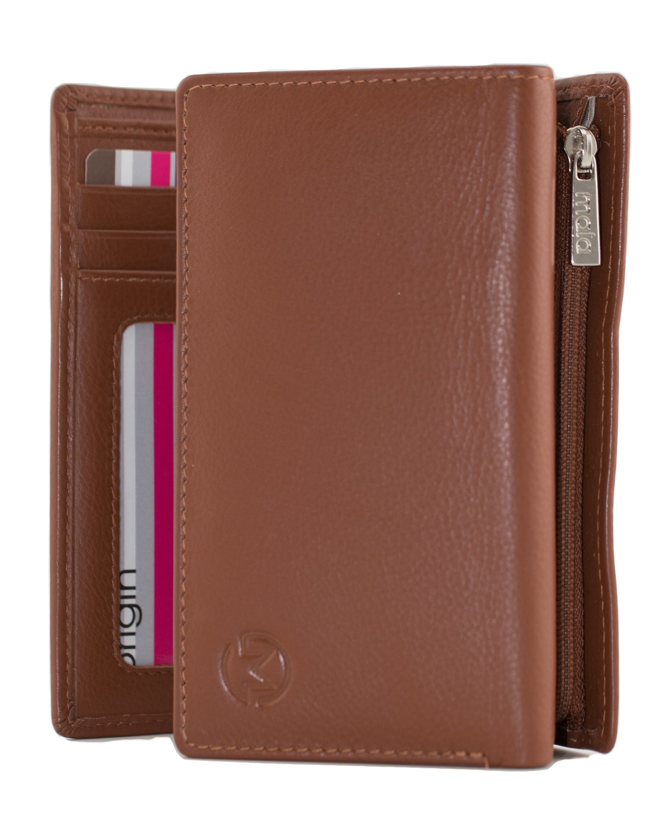 Origin Plain Tan Leather Large Tri-fold Purse
