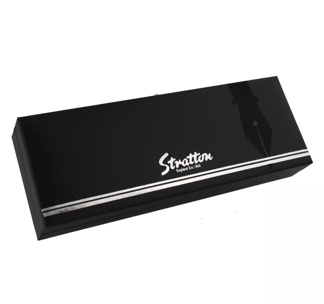 Stratton Ballpoint Pen - Silver with Black Scroll Effect