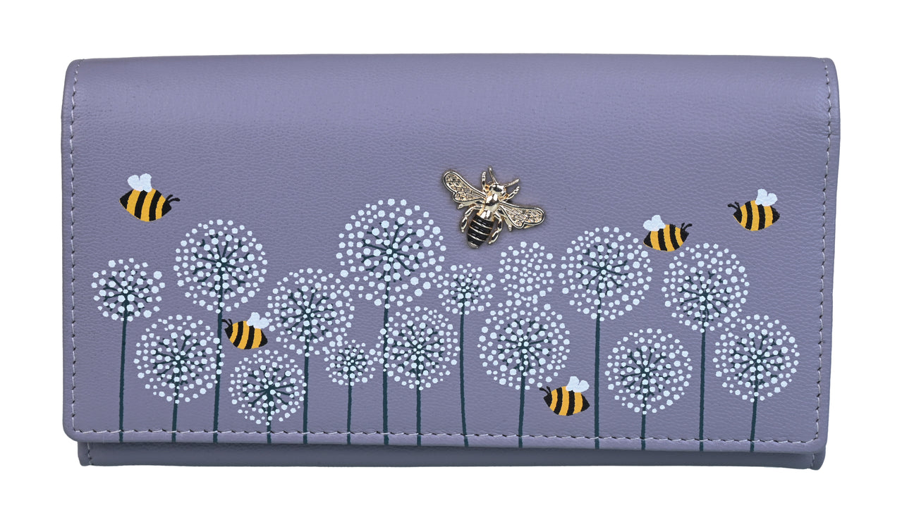 Moonflower Grey Leather Matinee Bee Purse