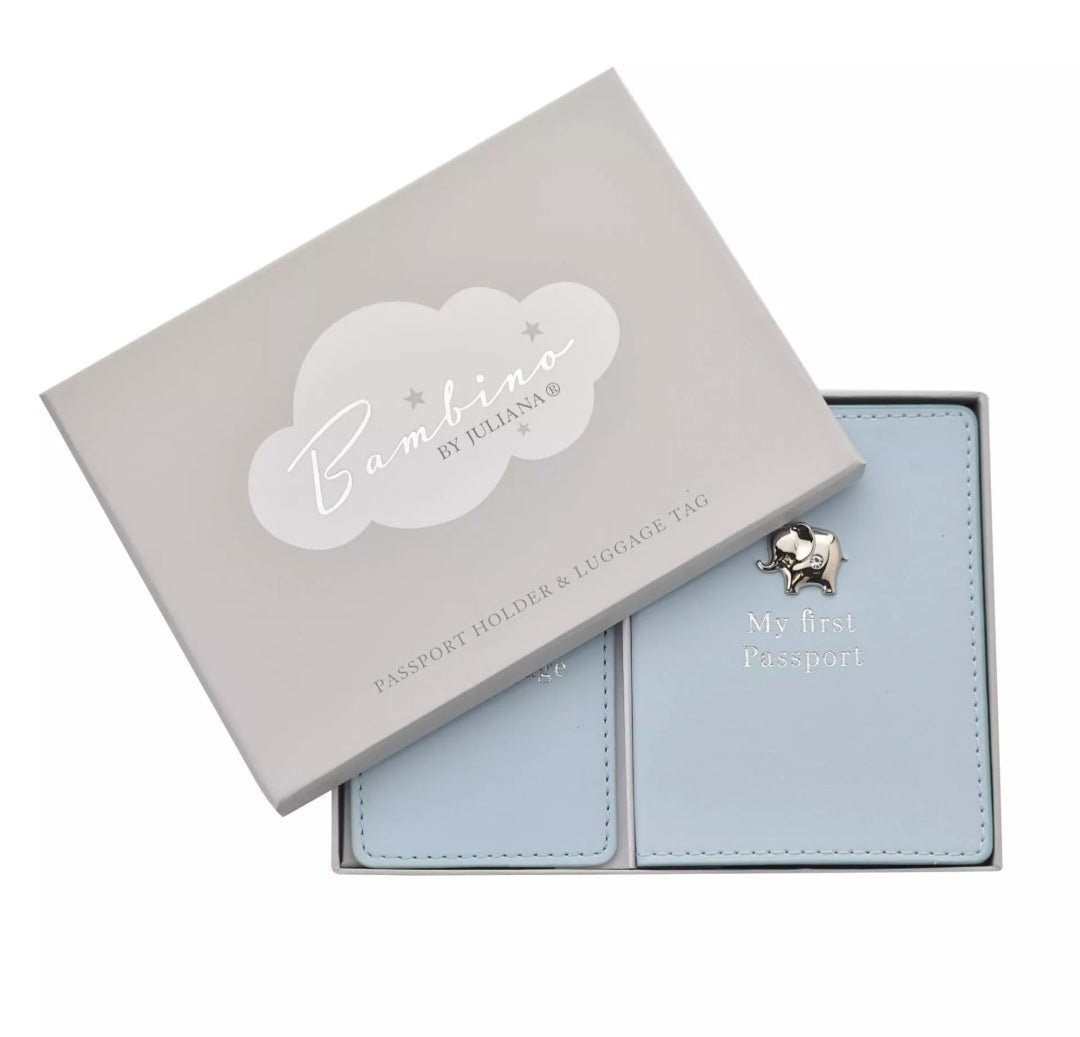 Bambino Passport Holder and Luggage Tag Set - Blue