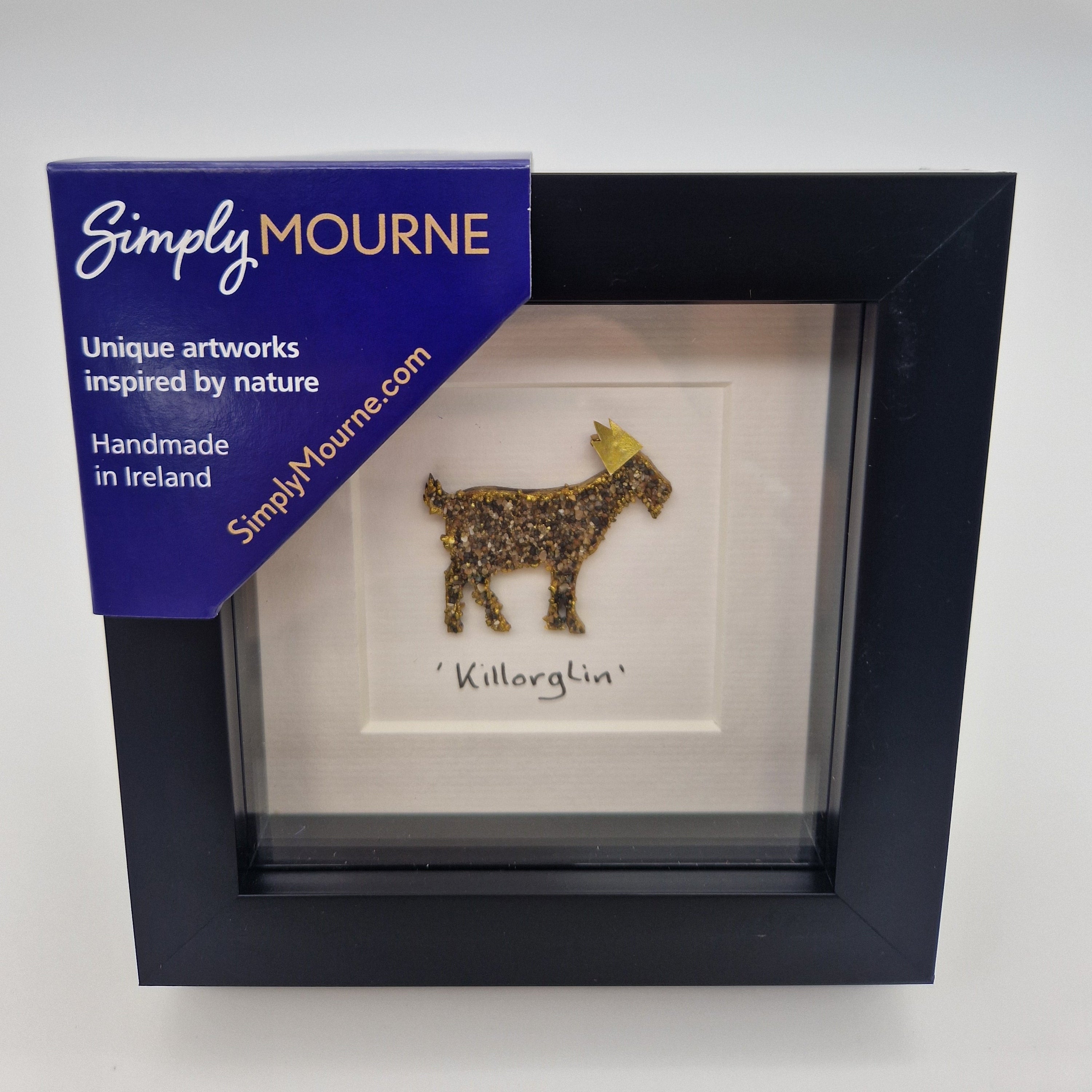 Killorglin Goat Pebble Art Picture Black Frame