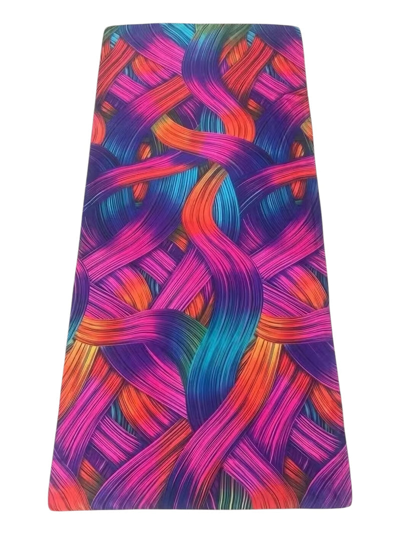 Long Silk-Feel Pink Multi-coloured Scarf