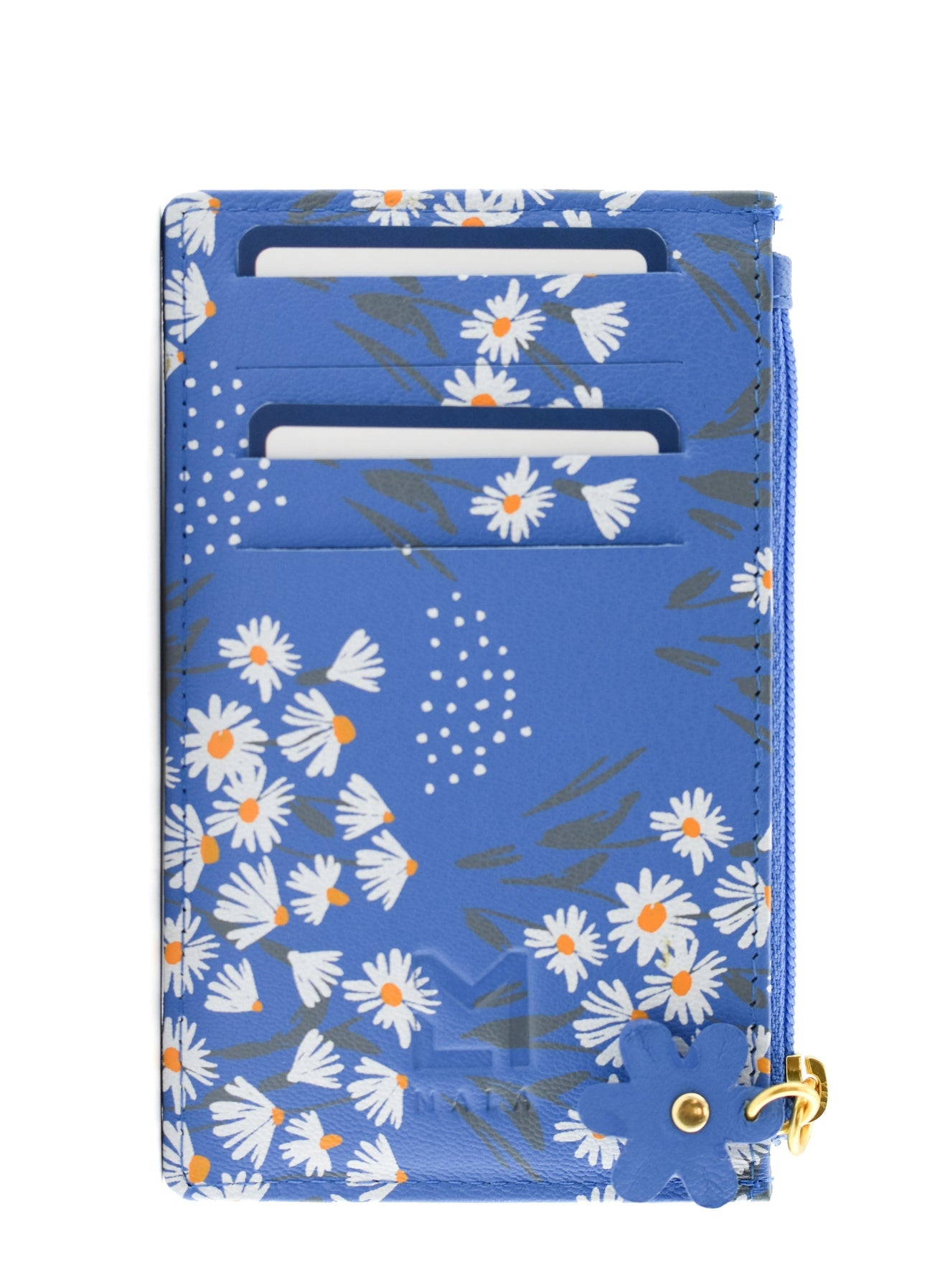 Shiloh Blue Leather Card & Coin Purse With Flowers And Butterfly