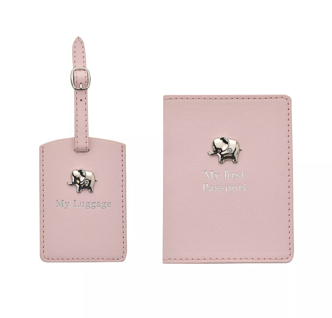 Bambino Passport Holder and Luggage Tag Set - Pink