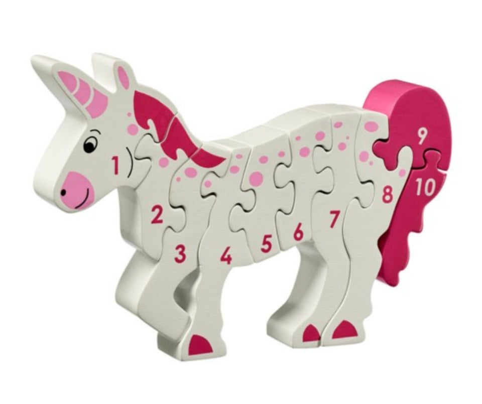 Wooden unicorn number 1-10 jigsaw puzzle
