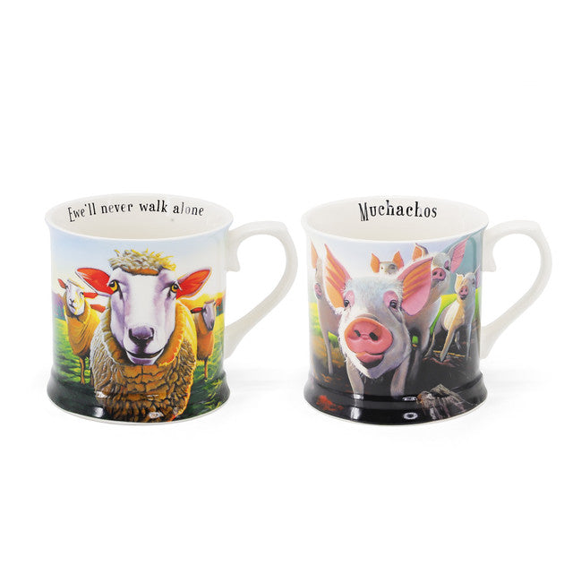 Beyond the Herd Set 2 Tankards (Pigs, Sheep)