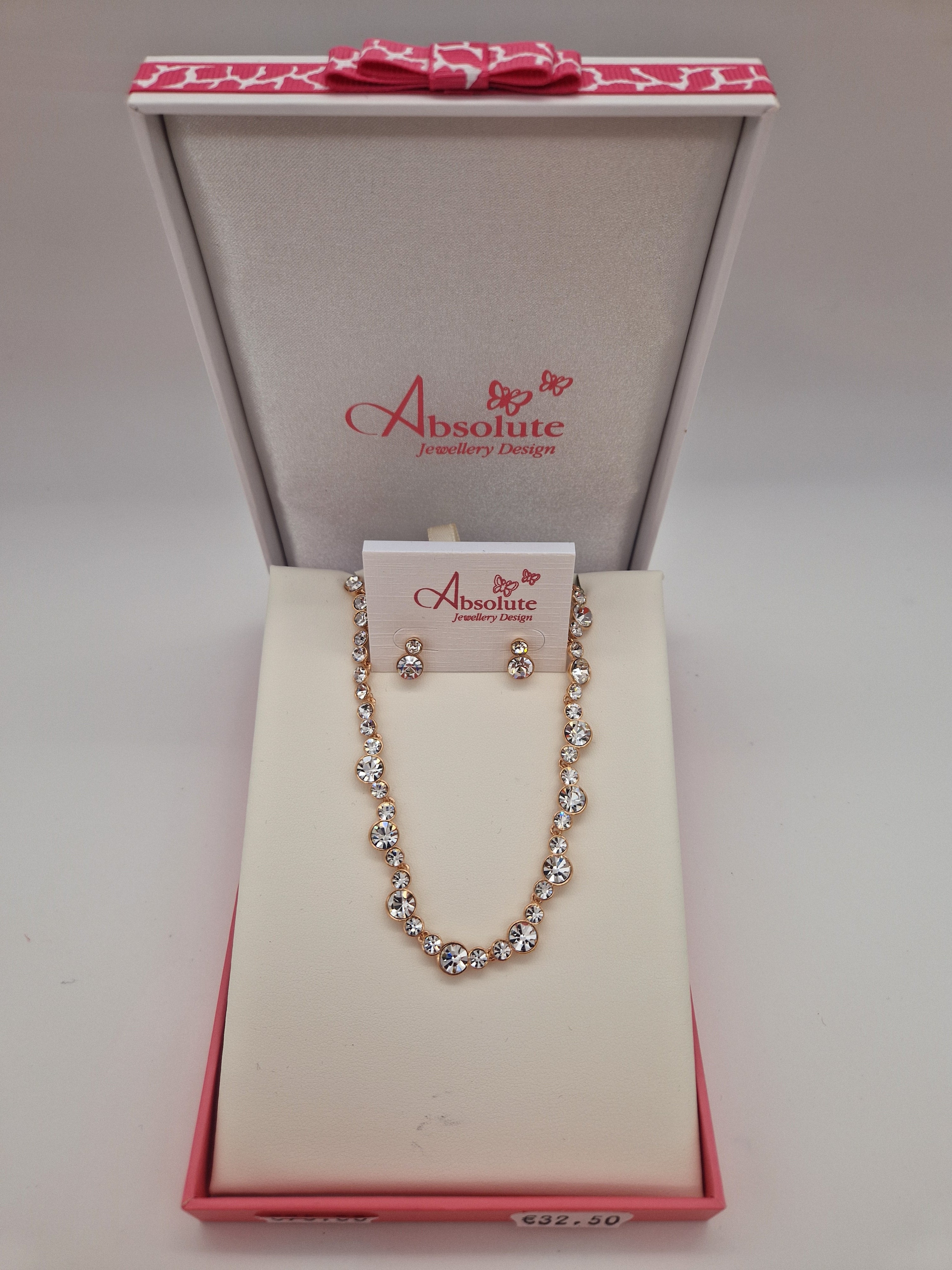 Absolute Glamours Rose Gold Pendant And Drop Earrings Set