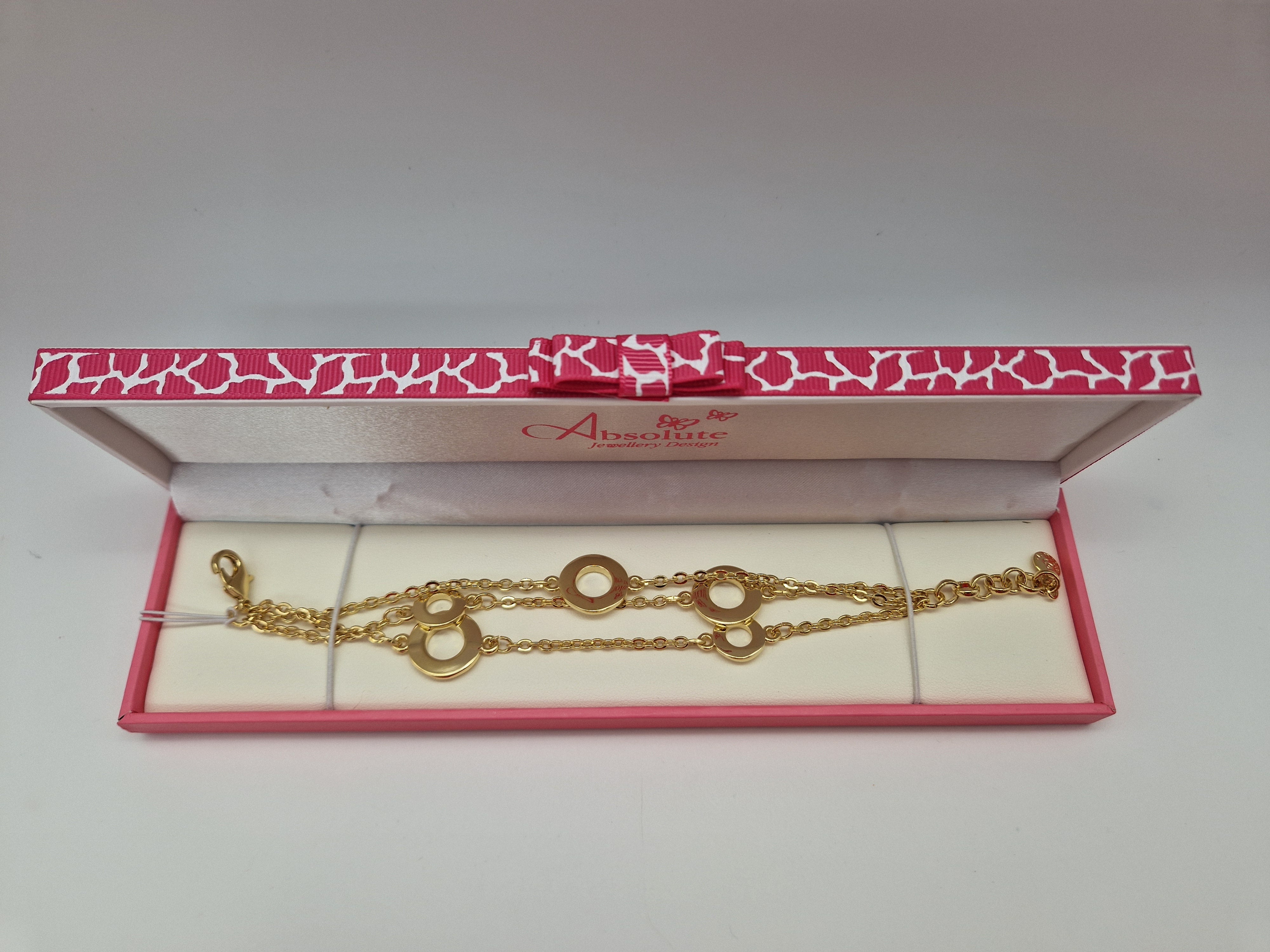 Absolute Gold Long Circle Pendant And Bracelet Set