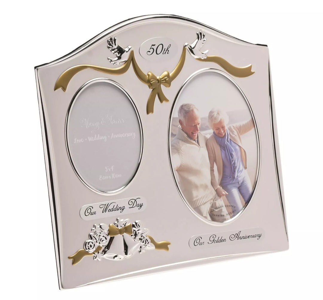 Photo Frame 2Tone S/Plated Double Anniversary - 50th