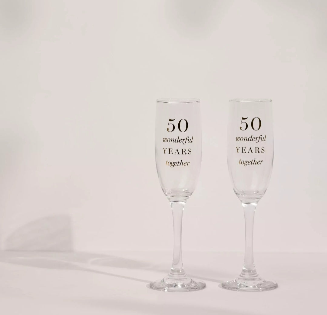 Amore Champagne Flutes Set of 2 - 50th Anniversary