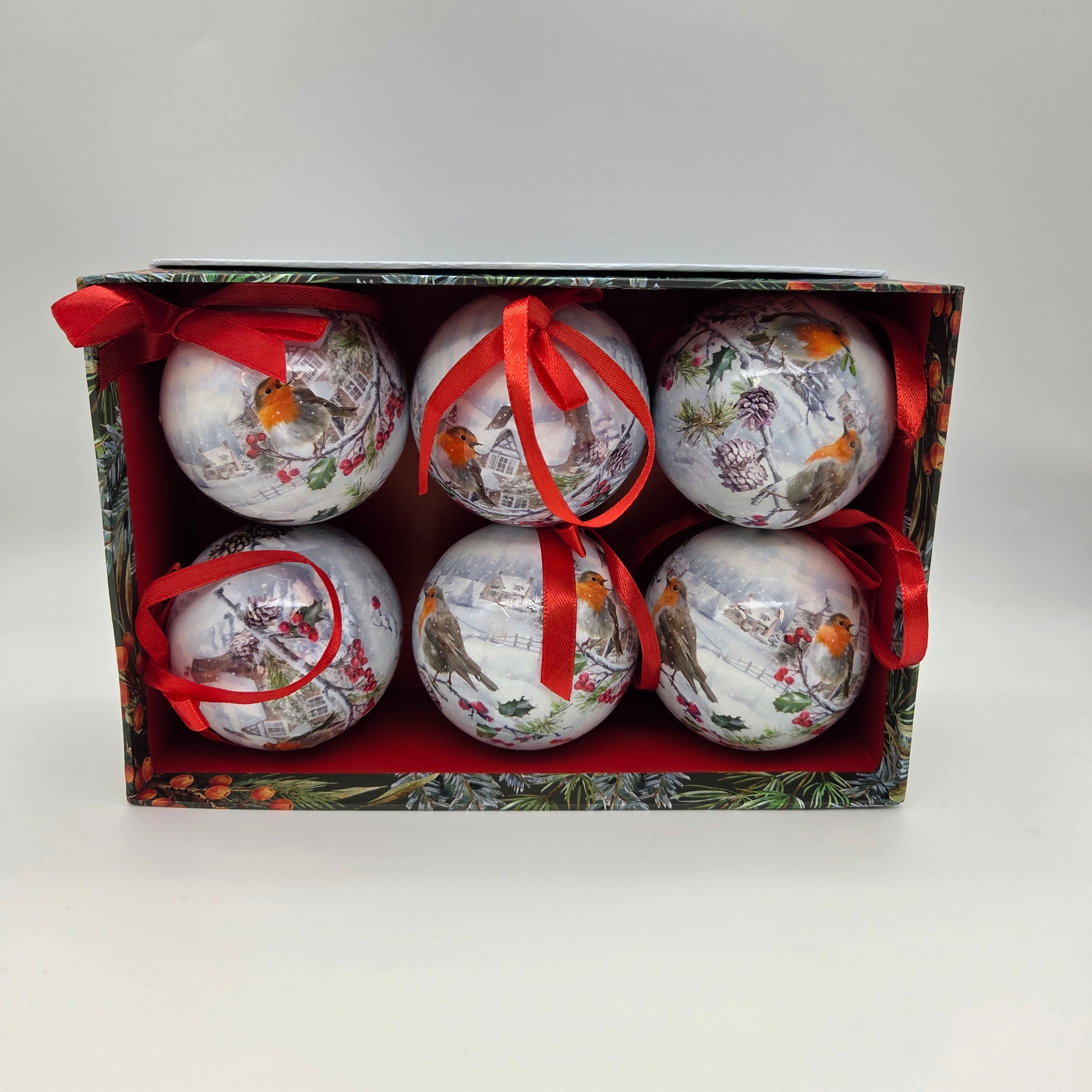 Macneil Xmas Robins Baubles Set of 6