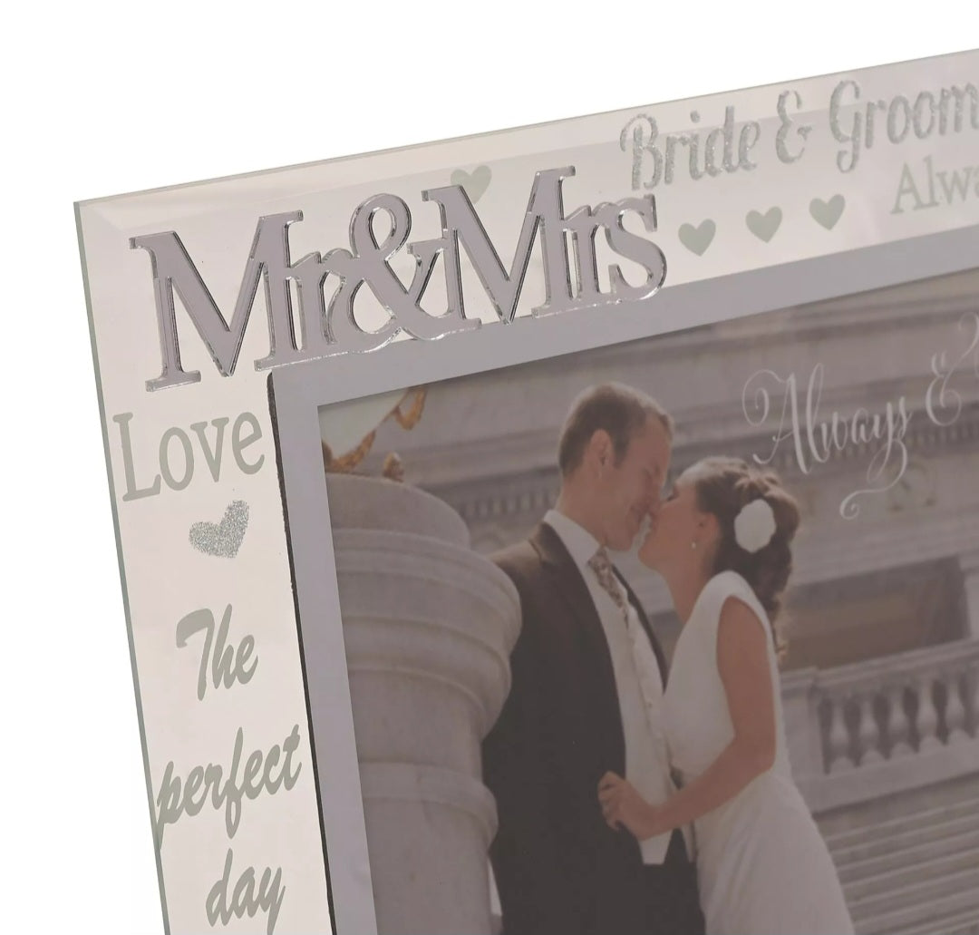 Mirror 3D Words Glass Wedding Frame 8" x 10"
