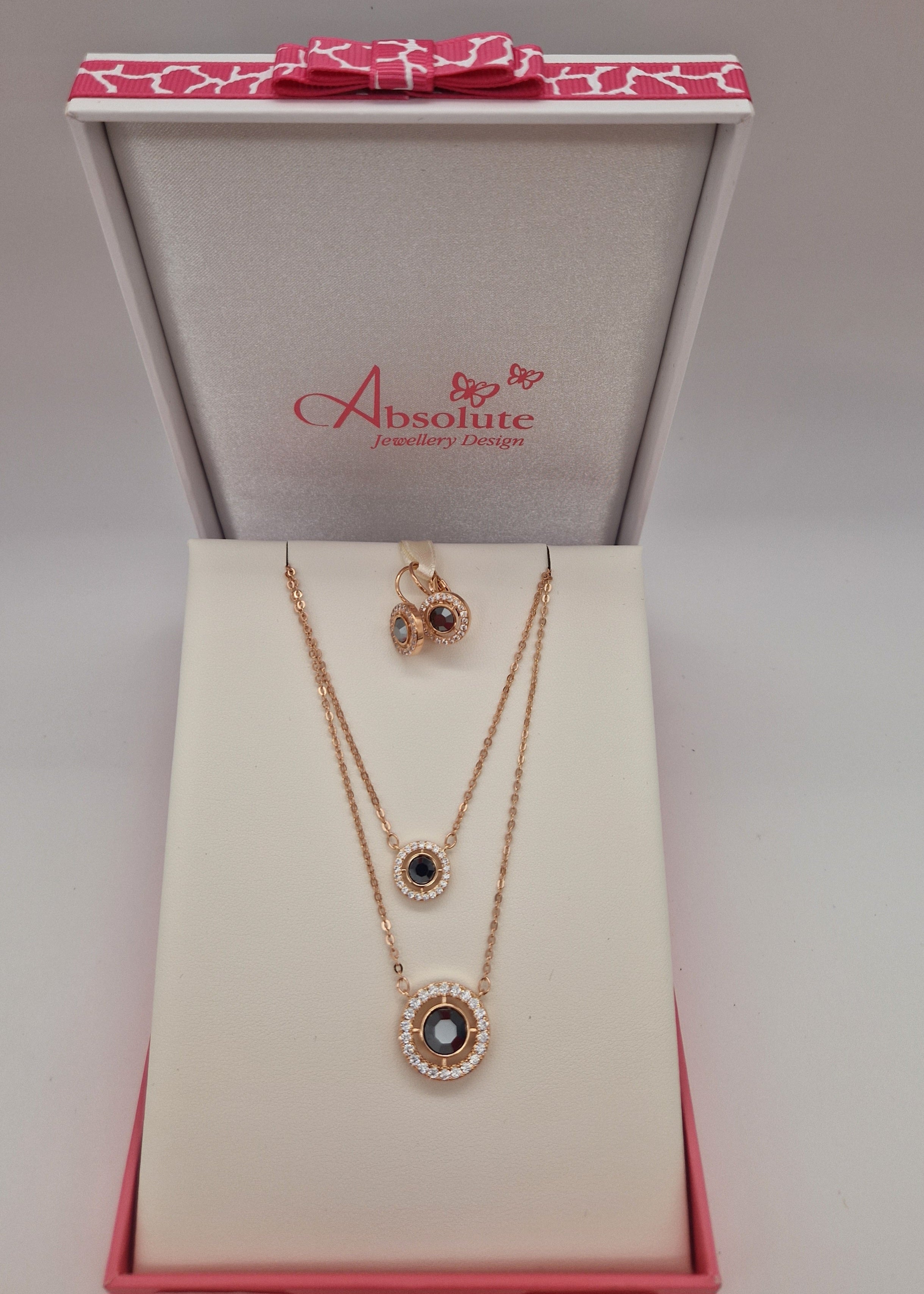 Absolute Rose Gold Hematite Pendant and Earrings Set