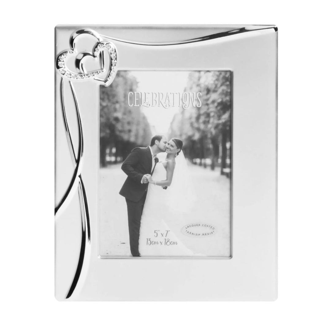 Photo Frame Wedding with 3D Waves & 2 Hearts 5x7