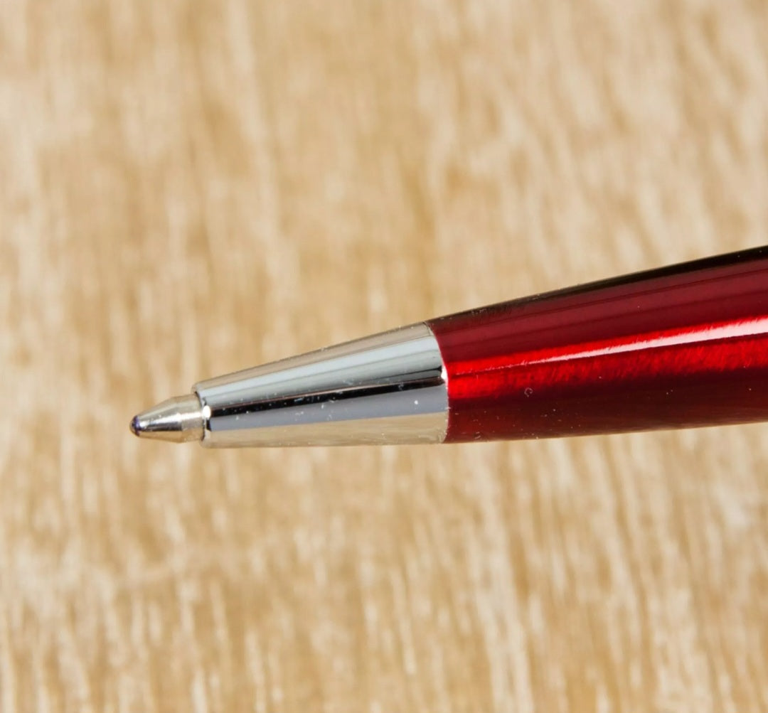 Stratton Ballpoint Pen - Red with Etched Pattern Top