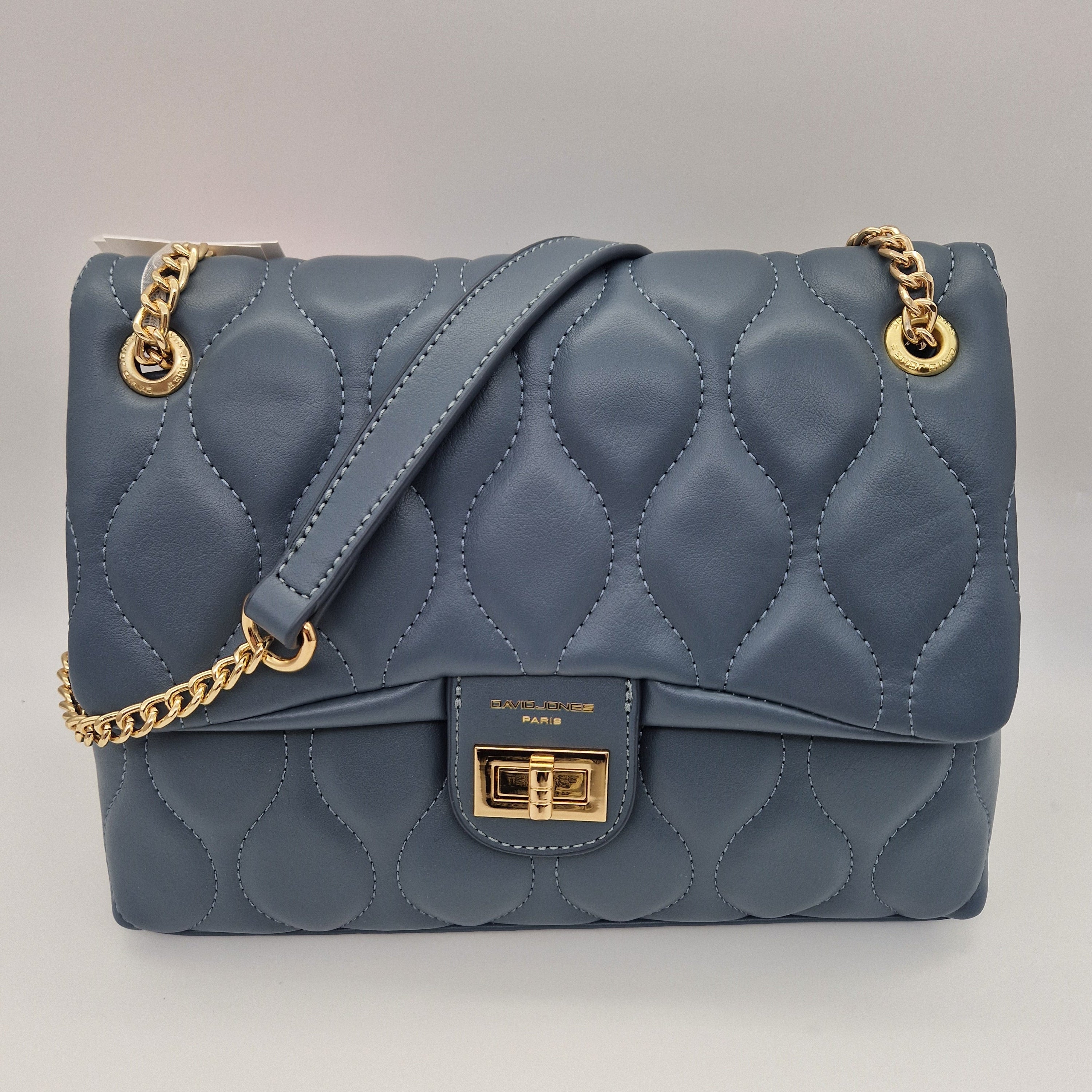 David Jones Large Blue Grey Quilted Crossbody