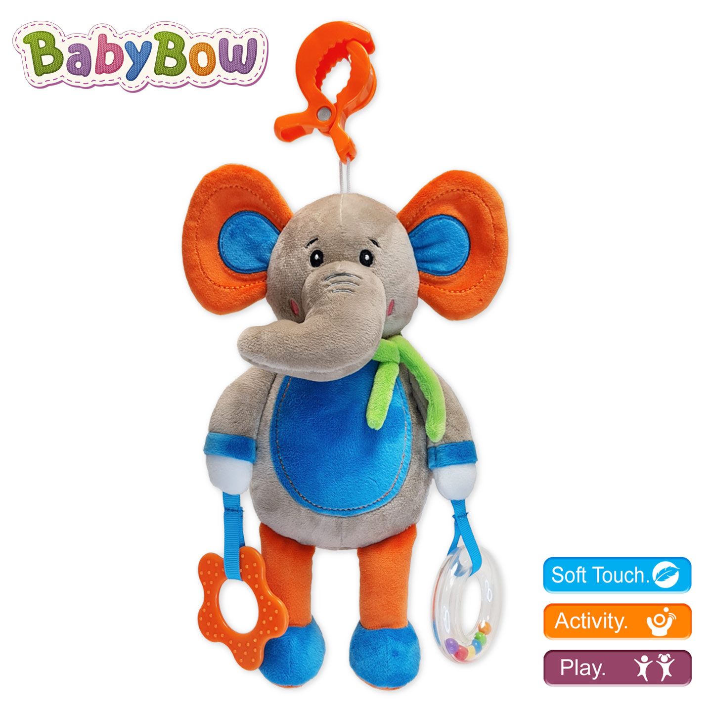 Soft Elephant Clamp Teether Toy