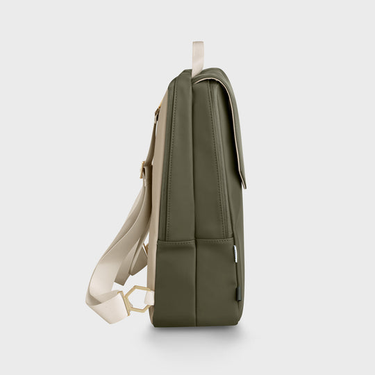 Le Réversible Backpack, Dark Green Moss, Gold Colour