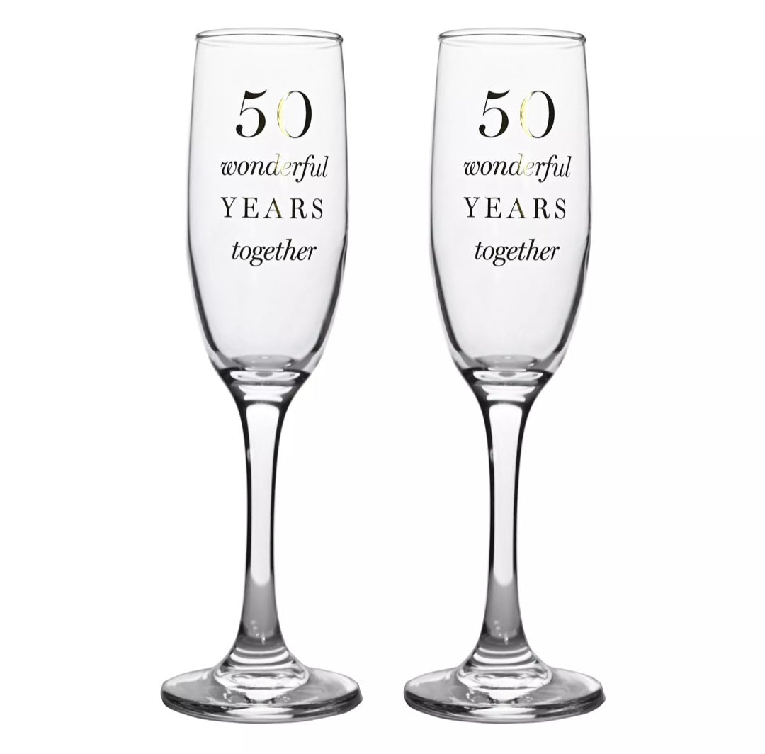 Amore Champagne Flutes Set of 2 - 50th Anniversary