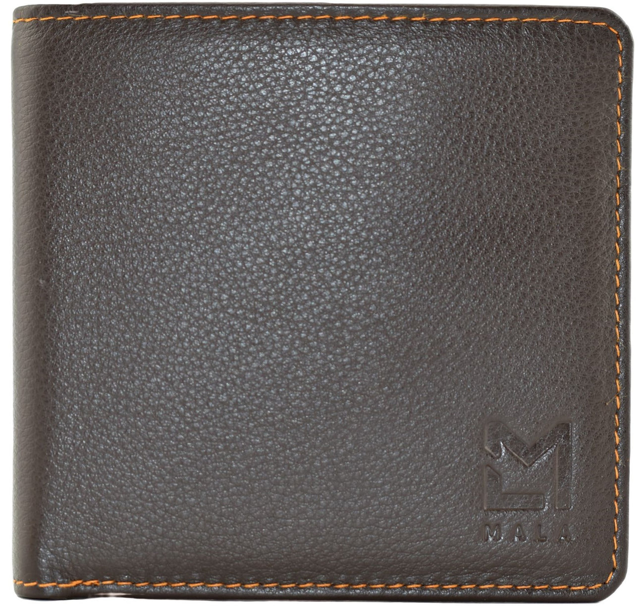 Hudson Brown And Orange Men's Slim Leather Wallet with Coin Pocket and RFI