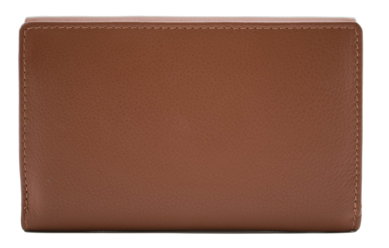 Origin Plain Tan Leather Large Tri-fold Purse