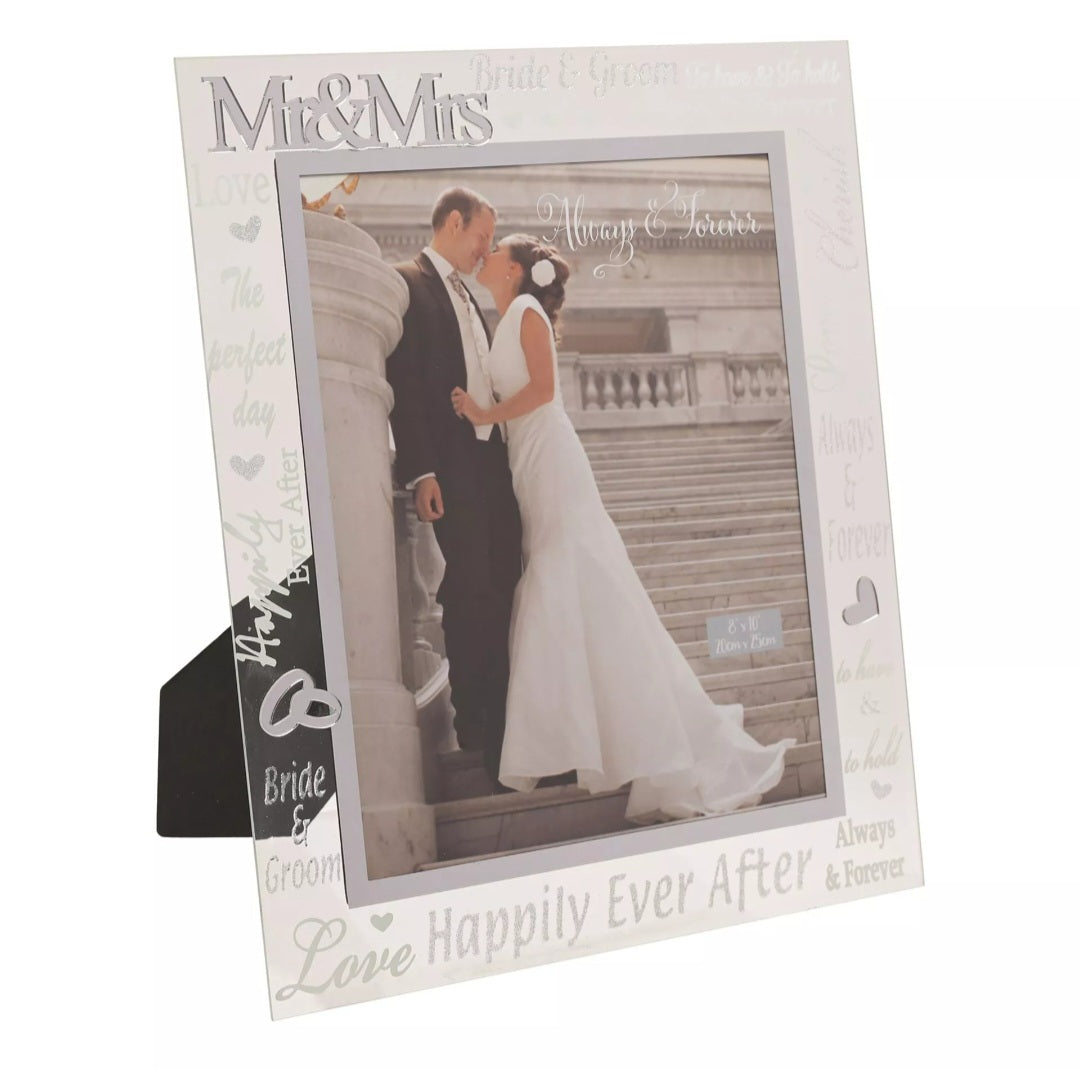 Mirror 3D Words Glass Wedding Frame 8" x 10"