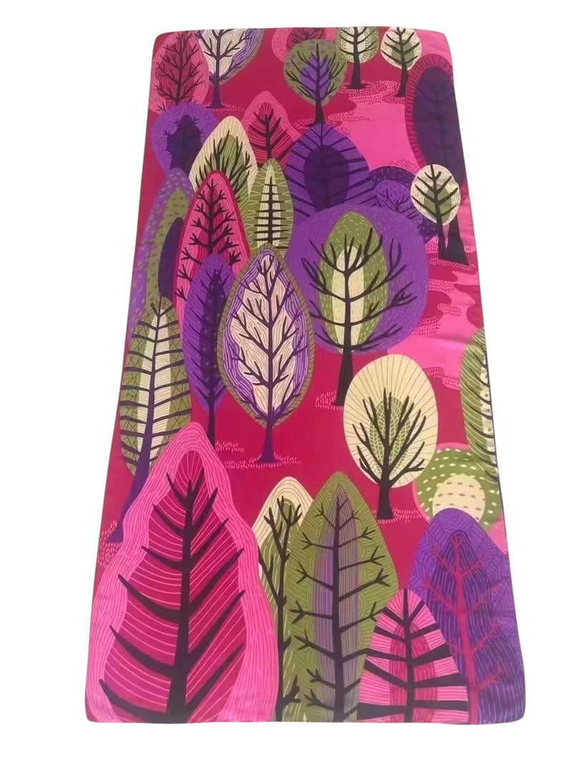 Long Silk-Feel Multi-coloured Tree Scarf